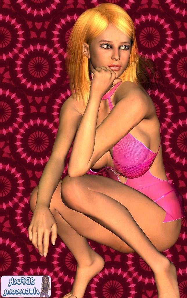 16P Toon girl in pink lingerie poses