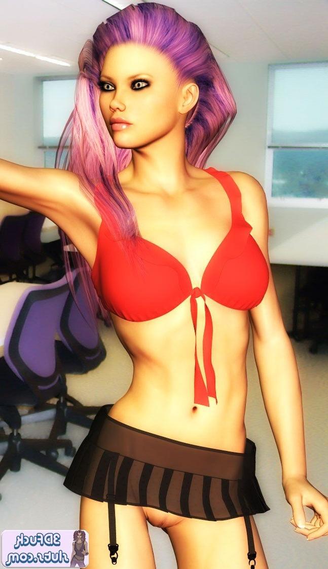 16P Pink haired emo toon strips in office