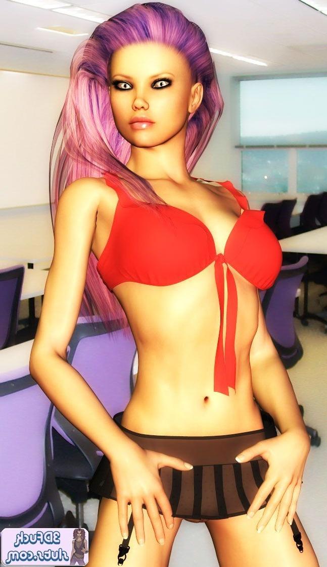 16P Pink haired emo toon strips in office