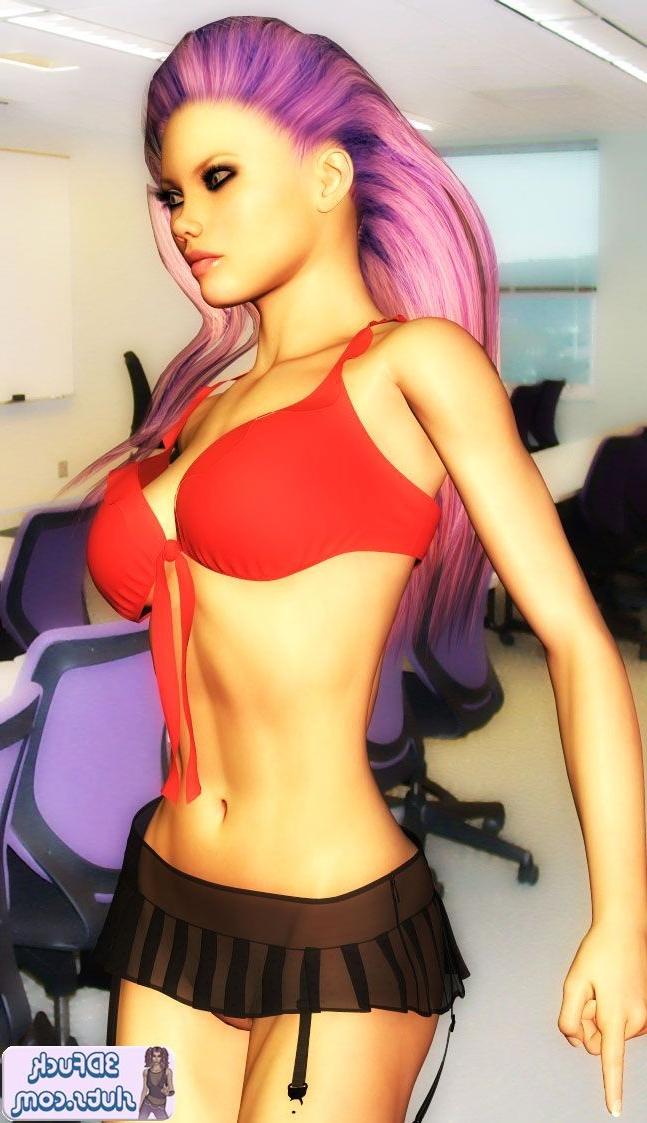 16P Pink haired emo toon strips in office