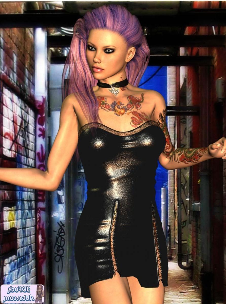 16P Tattooed punk toon in a dress