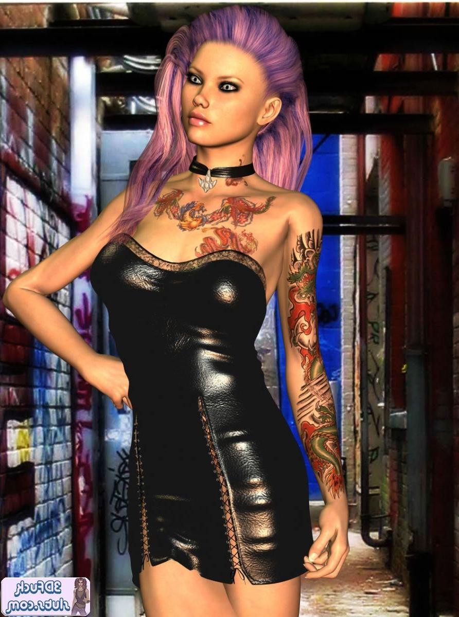 16P Tattooed punk toon in a dress