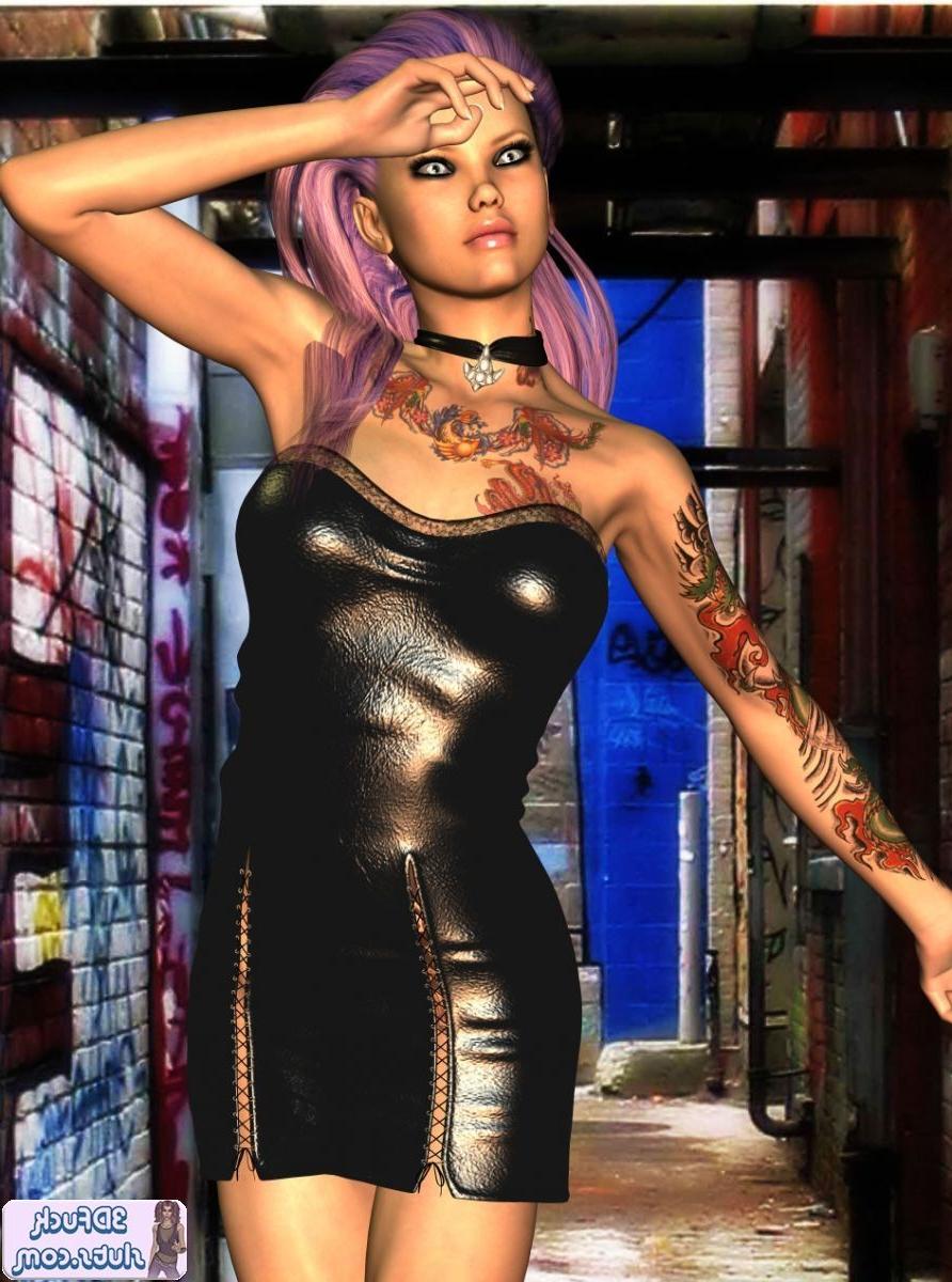 16P Tattooed punk toon in a dress