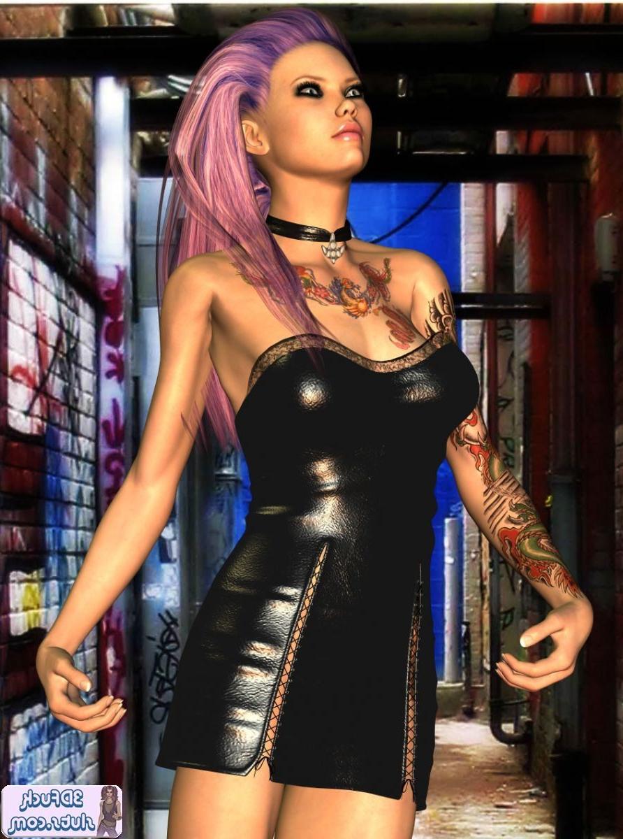 16P Tattooed punk toon in a dress