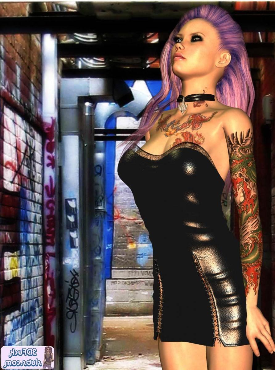 16P Tattooed punk toon in a dress