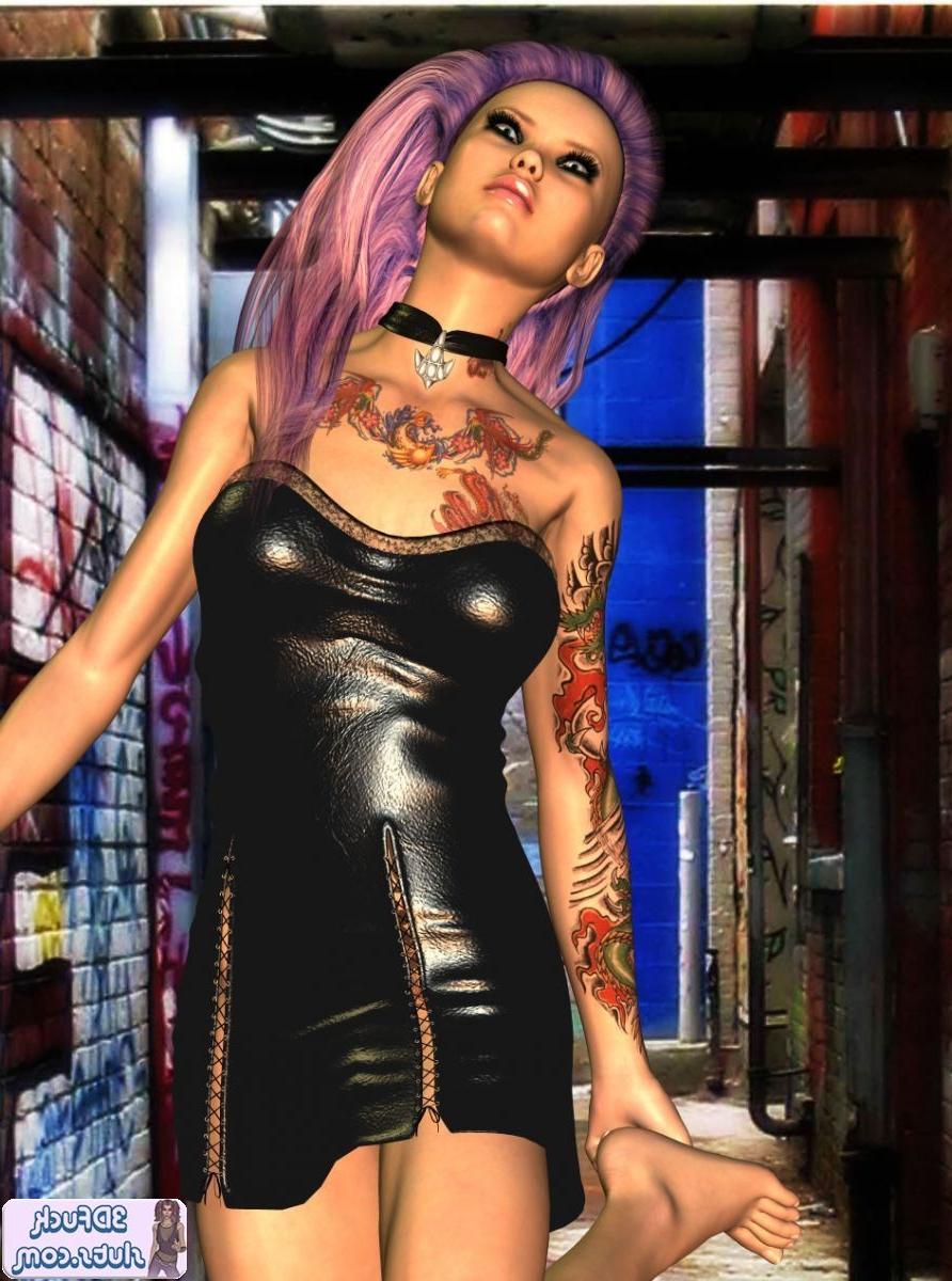 16P Tattooed punk toon in a dress