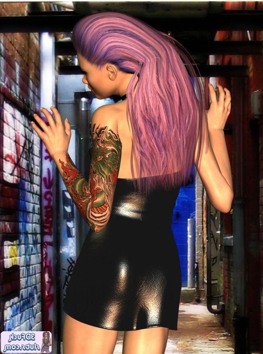 16P Tattooed punk toon in a dress