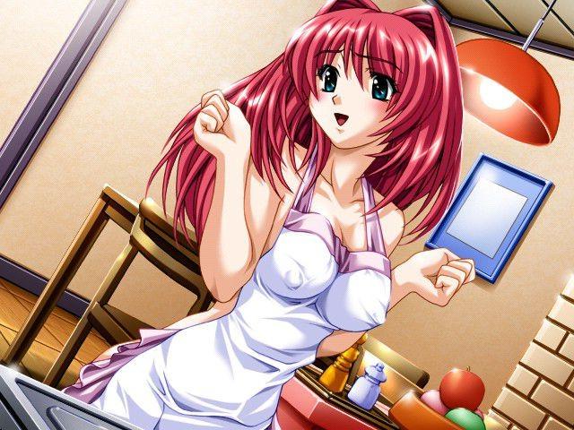 14P Gorgeous young redhead housewifes nipples peek throug her apron