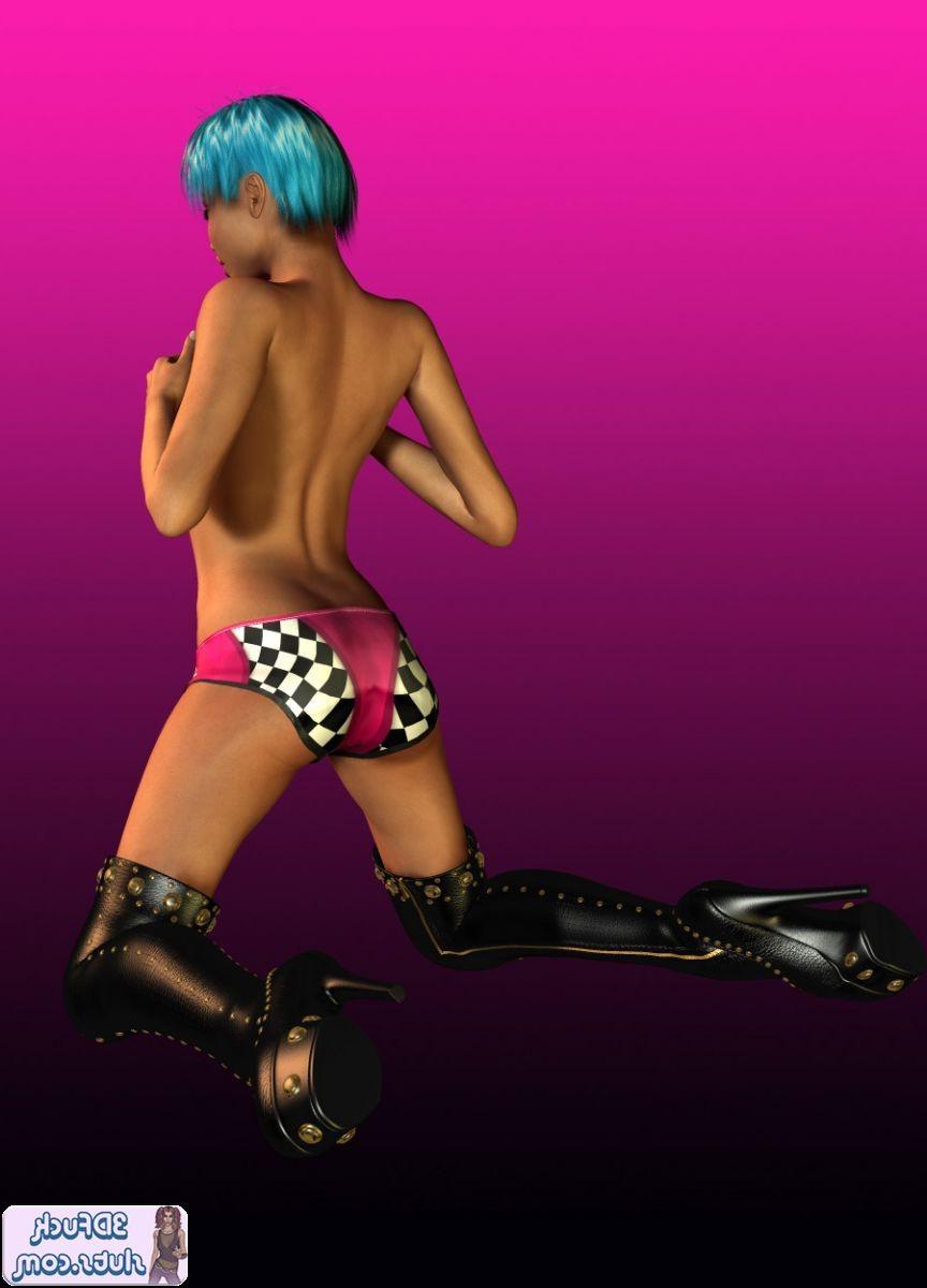 16P 3D toon with short blue hair