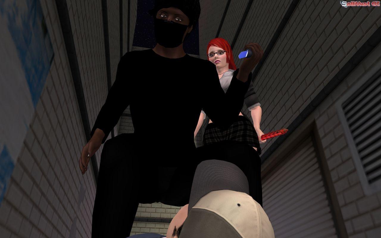 16P 3d animated babe gets mugged in a back alley