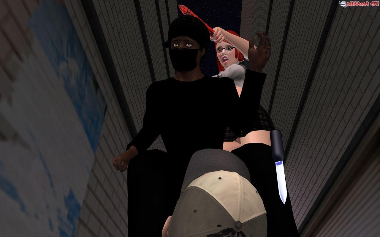16P 3d animated babe gets mugged in a back alley