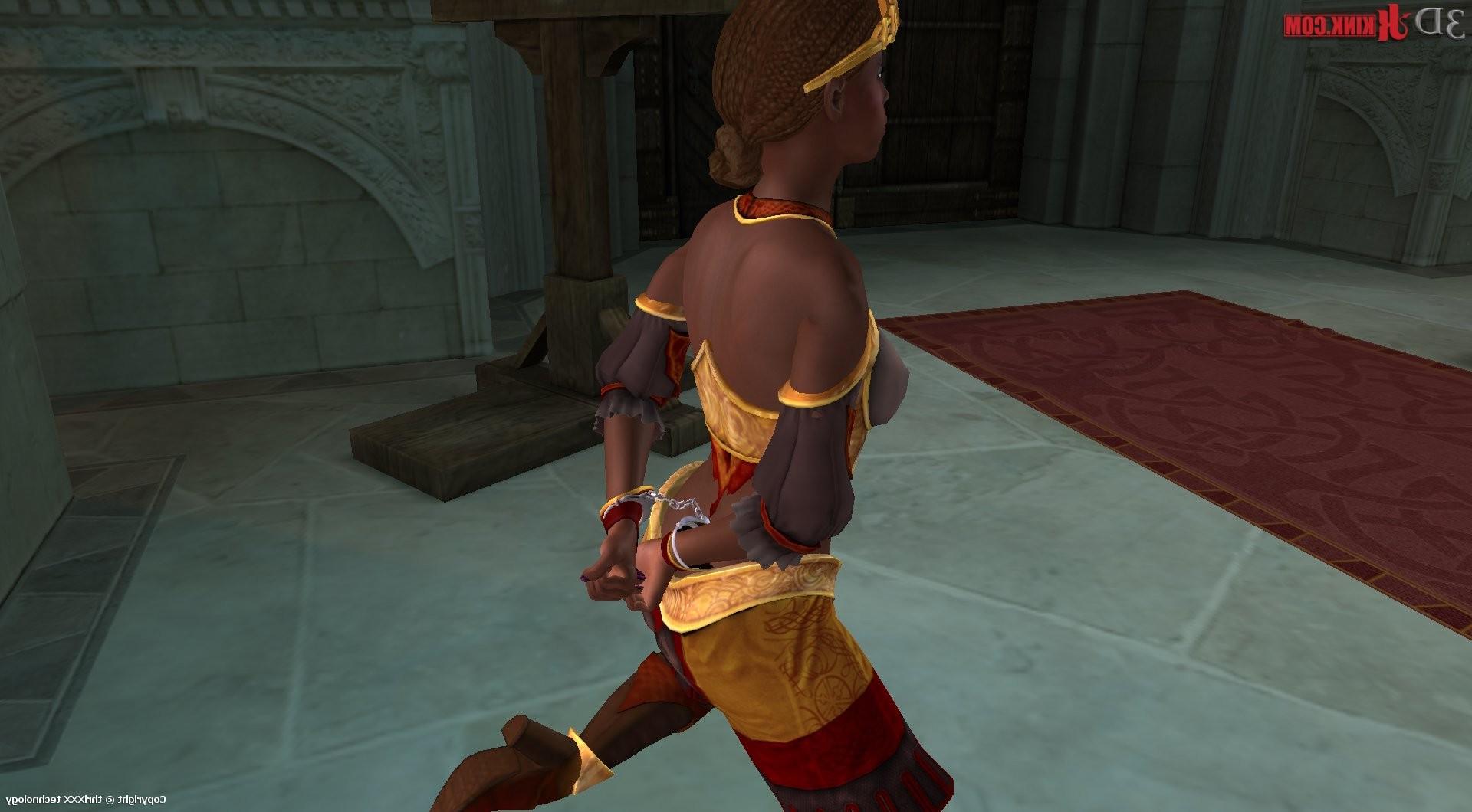 24P Tied ebony slave - scene created in virtual fetish 3d sex game!