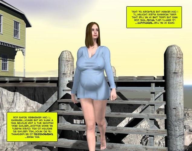16P Public nude of 3D pregnant mom