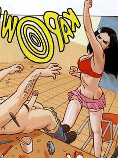 12P Sexy comics brunette dominates a well-hung dude