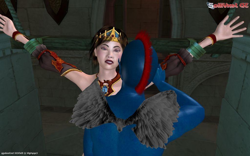 16P Demon puts a queen on a cross to fuck her holes