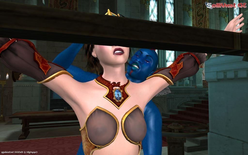 16P Demon puts a queen on a cross to fuck her holes