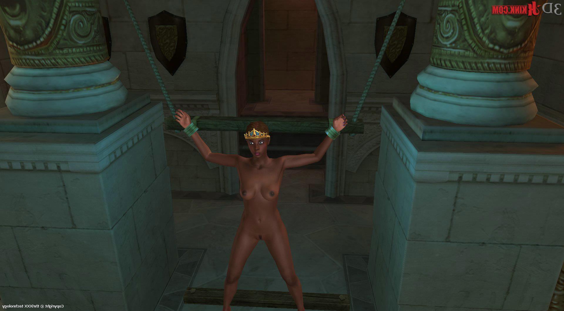 24P Tied ebony gets dildo penetrated in virtual fetish 3d sex game!