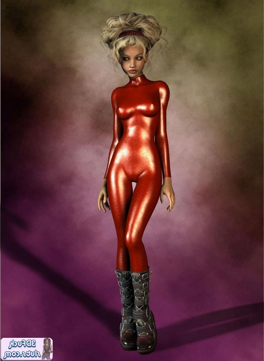 16P Toon in shiny red bodysuit