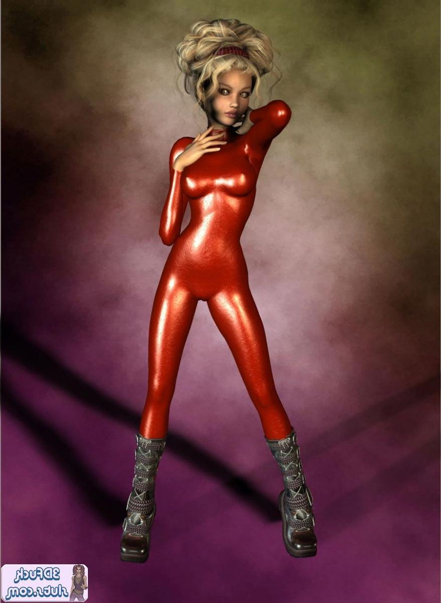 16P Toon in shiny red bodysuit