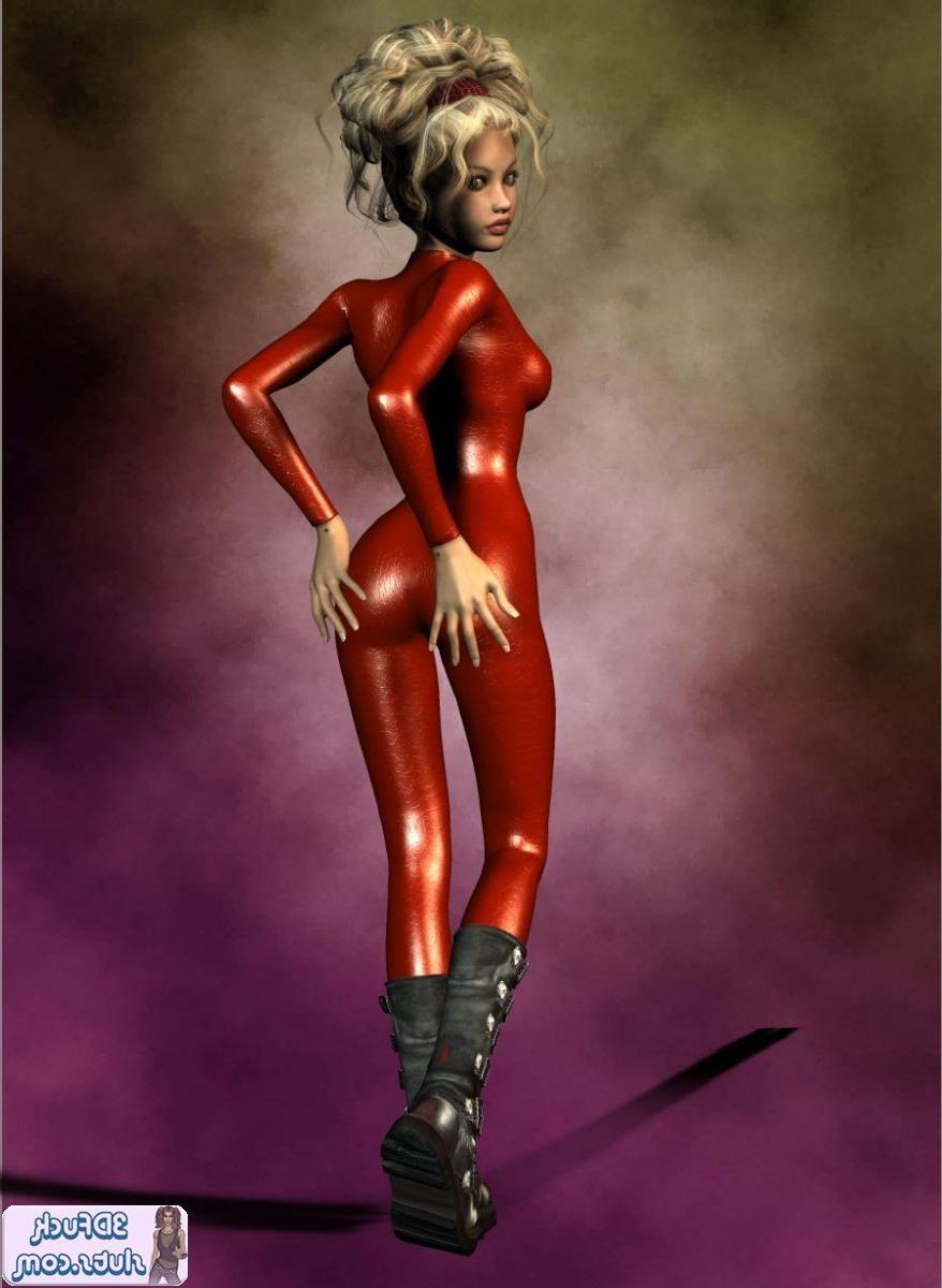 16P Toon in shiny red bodysuit