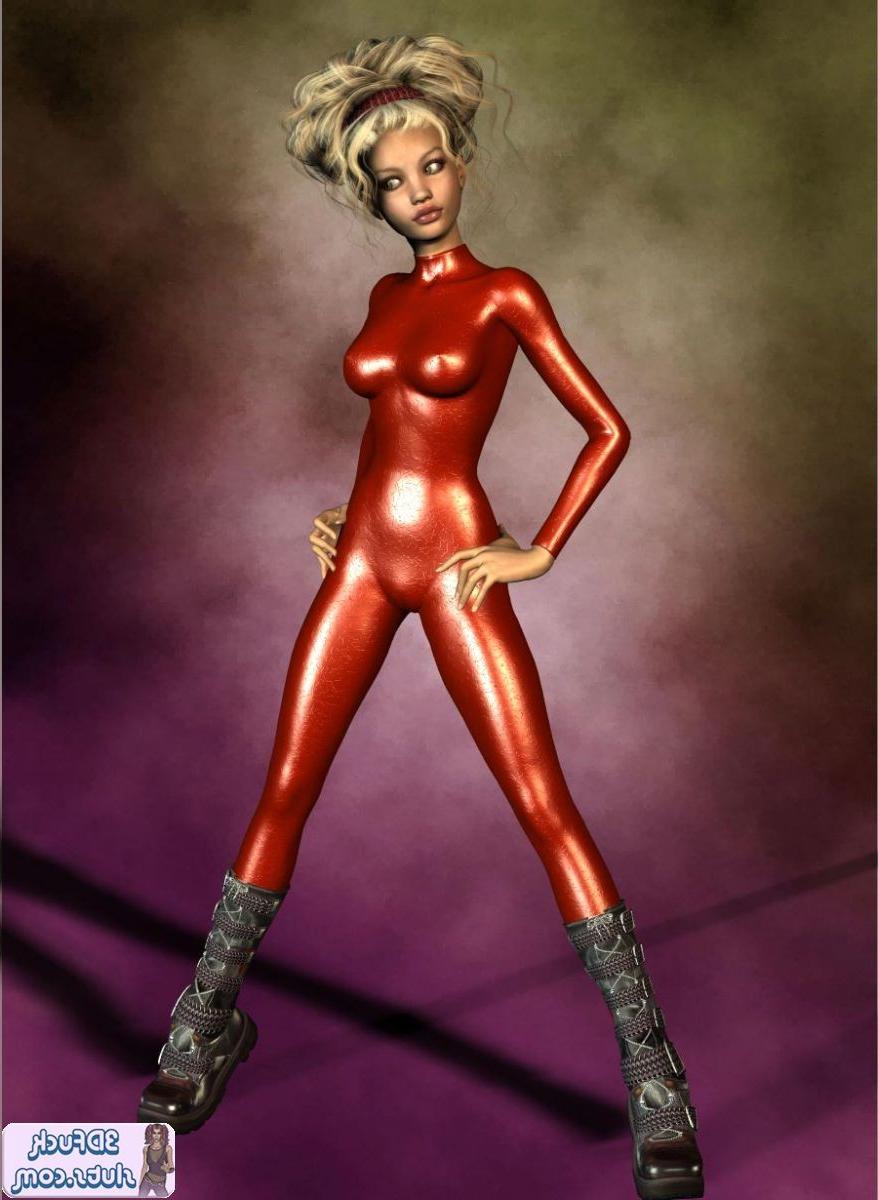 16P Toon in shiny red bodysuit