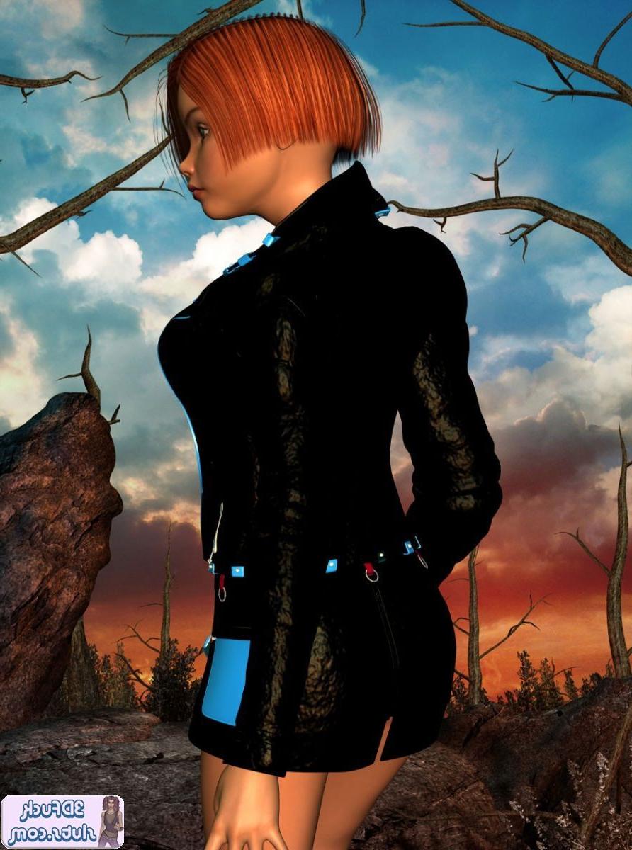 16P Short hair redhead toon babe outdoors
