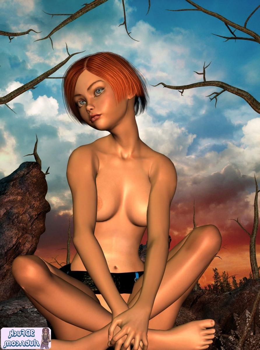 16P Short hair redhead toon babe nude outdoors