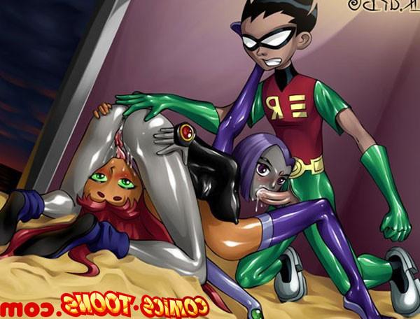 12P Robin, Raven and Starfire in a threesome action