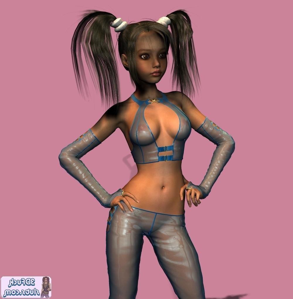 16P Cute toon with pigtails in shiny clothes