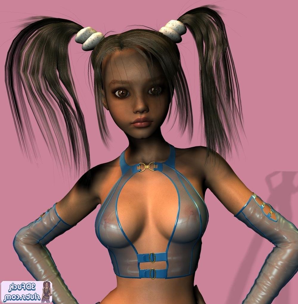 16P Cute toon with pigtails in shiny clothes