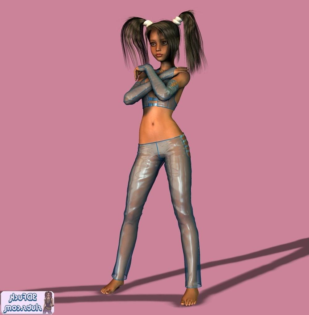 16P Cute toon with pigtails in shiny clothes