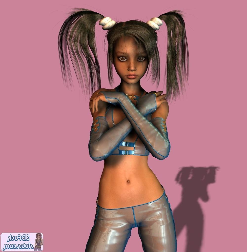 16P Cute toon with pigtails in shiny clothes