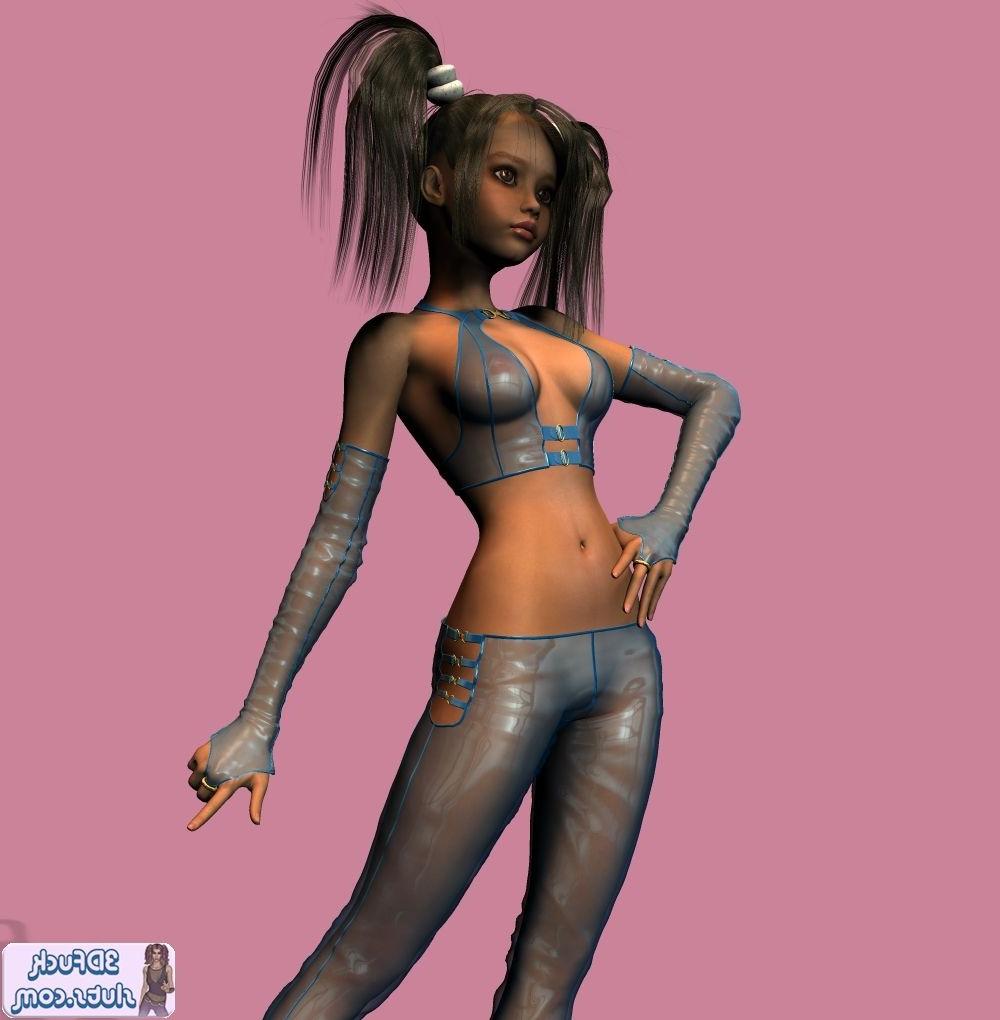 16P Cute toon with pigtails in shiny clothes