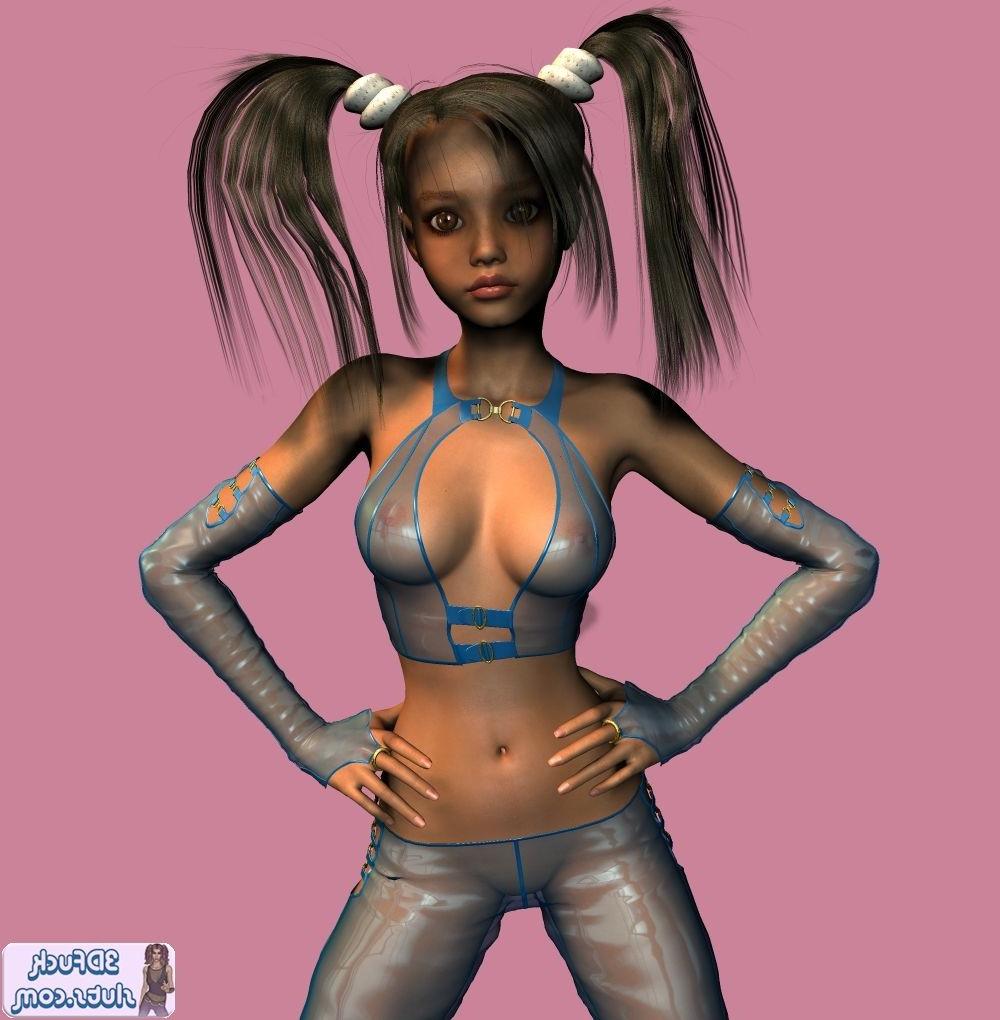 16P Cute toon with pigtails in shiny clothes