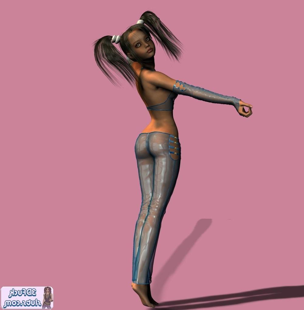 16P Cute toon with pigtails in shiny clothes