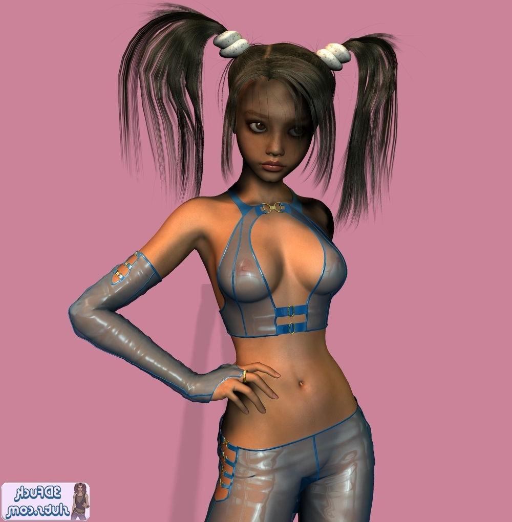 16P Cute toon with pigtails in shiny clothes