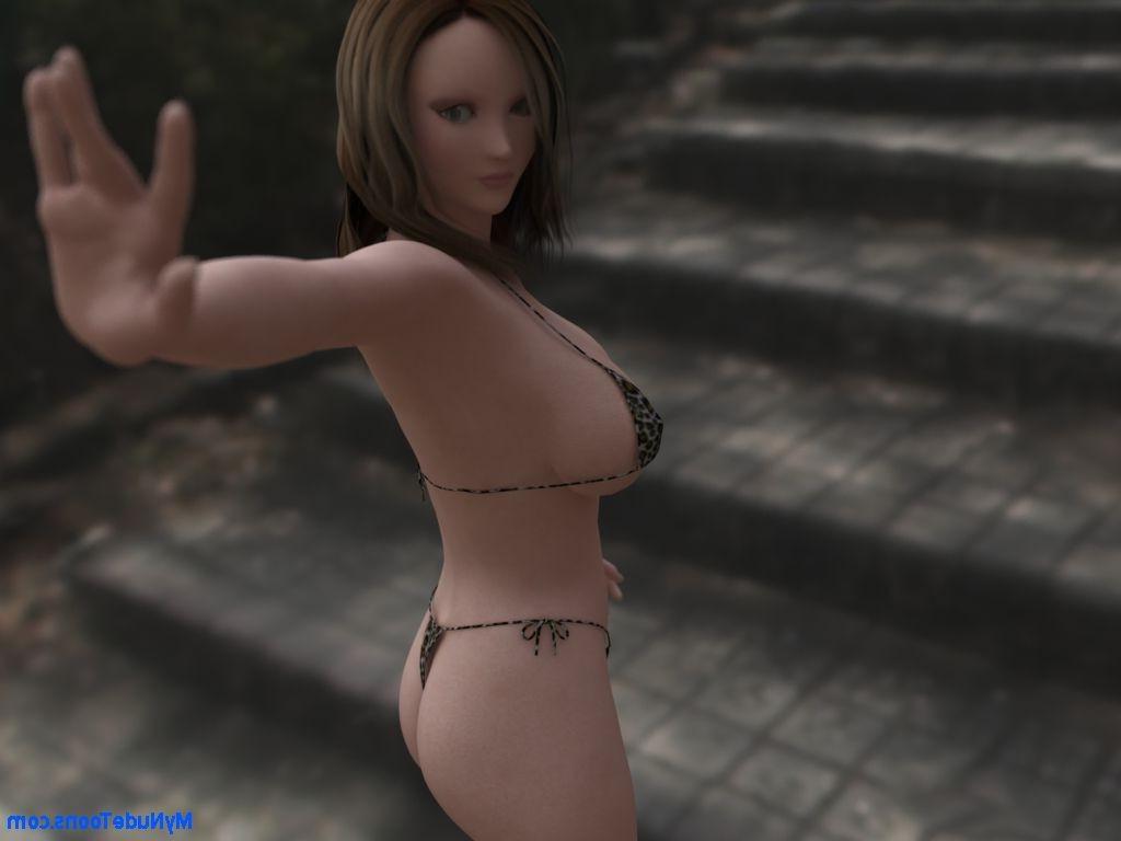 16P Realistic big boob toon babe in bikini