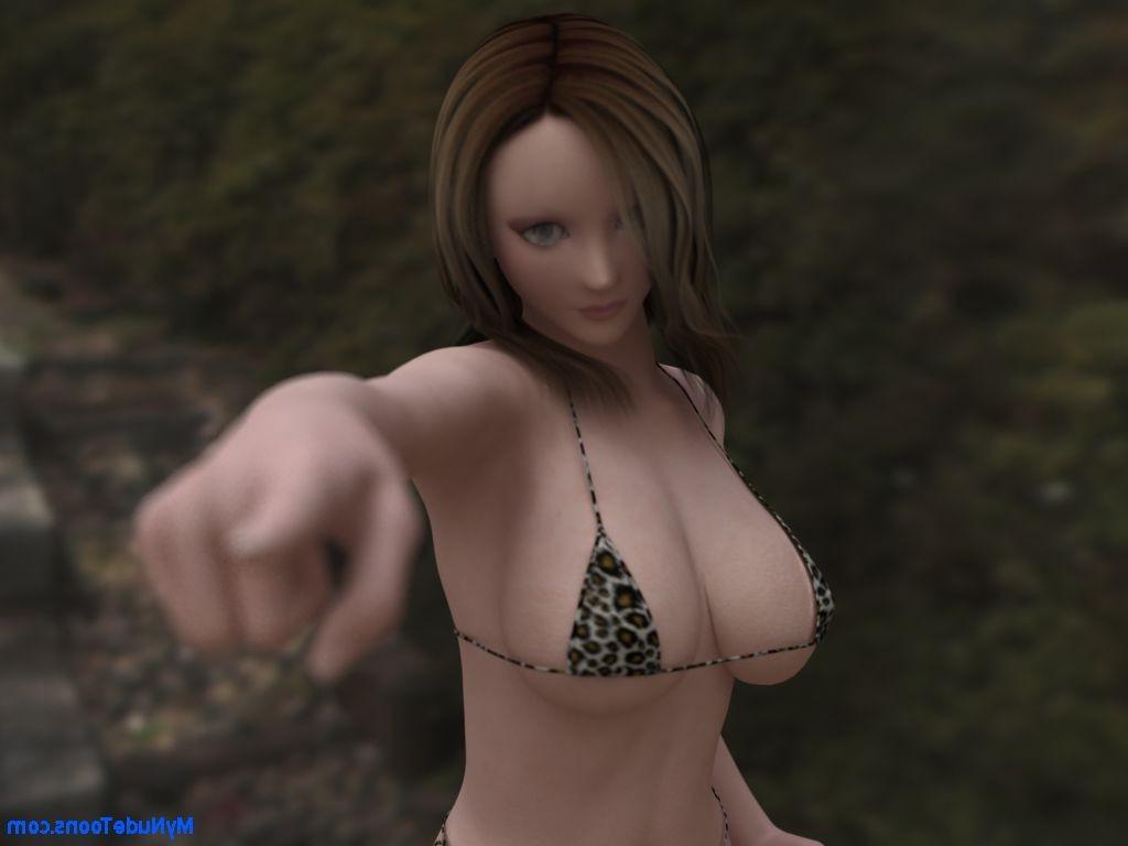 16P Realistic big boob toon babe in bikini