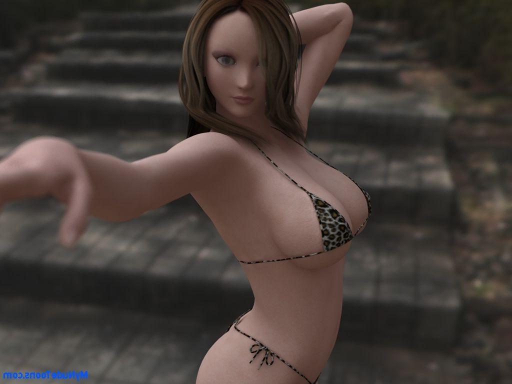 16P Realistic big boob toon babe in bikini