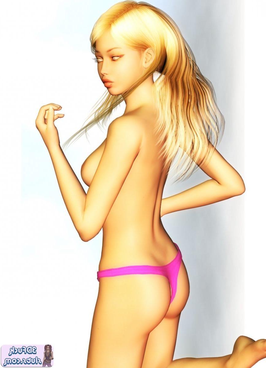 16P Topless toon girl in pink thong panties