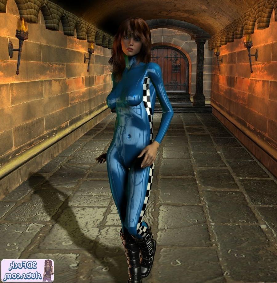 16P Kinky toon babe in shiny bodysuit