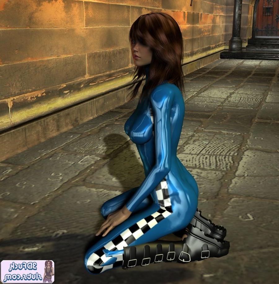 16P Kinky toon babe in shiny bodysuit