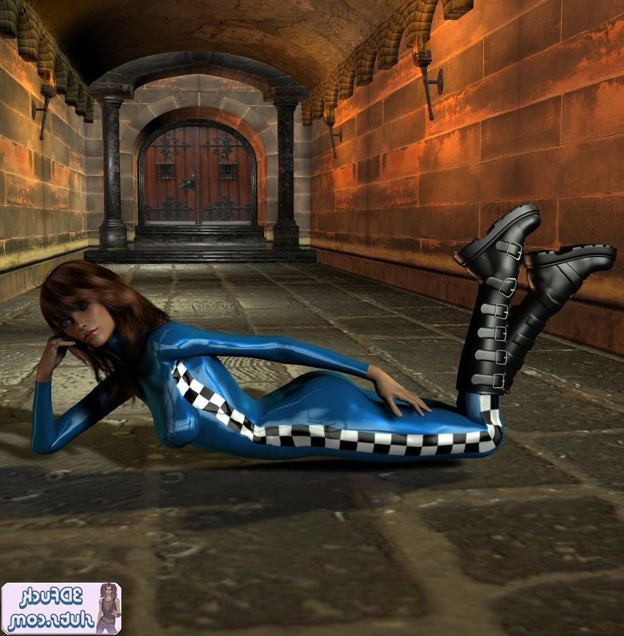 16P Kinky toon babe in shiny bodysuit