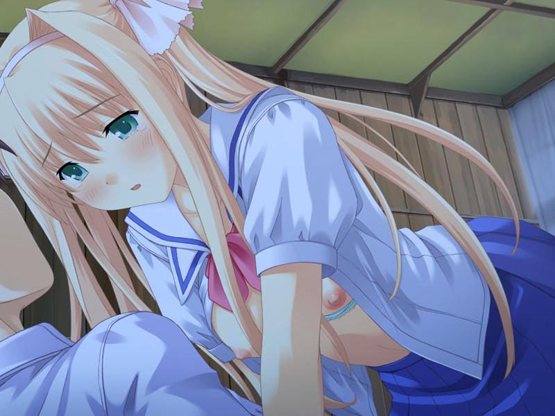 20P Shy hentai schoolgirls pull down their panties and go topless
