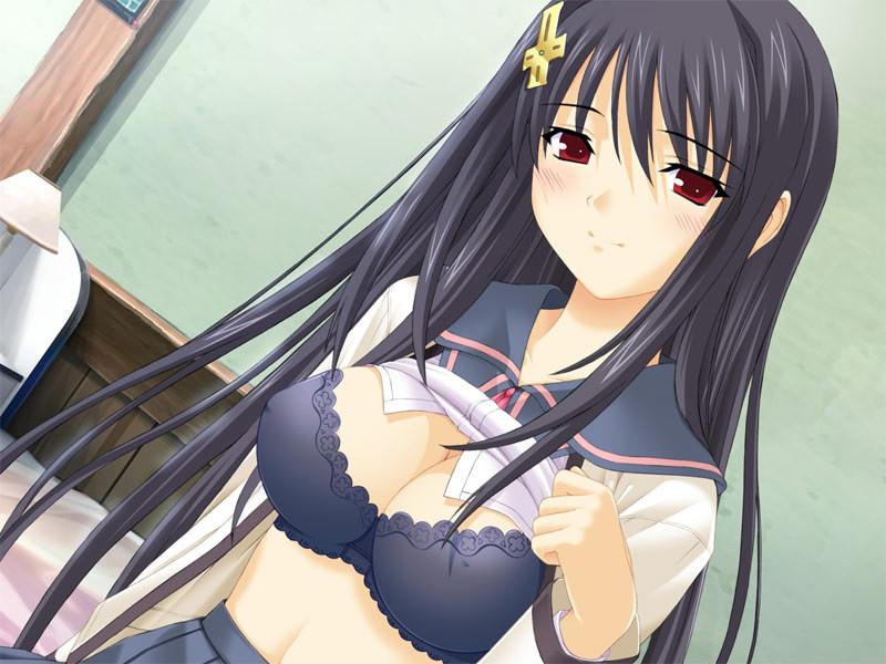 20P Shy hentai schoolgirls pull down their panties and go topless