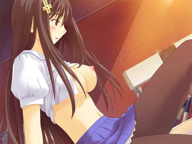 20P Shy hentai schoolgirls pull down their panties and go topless