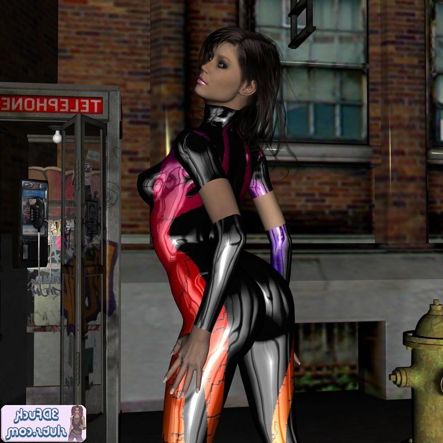 20P 3D toon teen in sexy shiny bodysuit