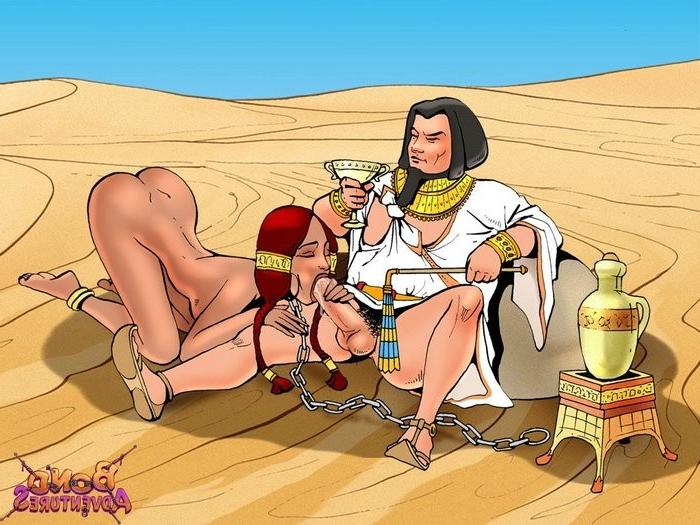 16P Egyptians crying, bruce bond made cartoon bondage with them