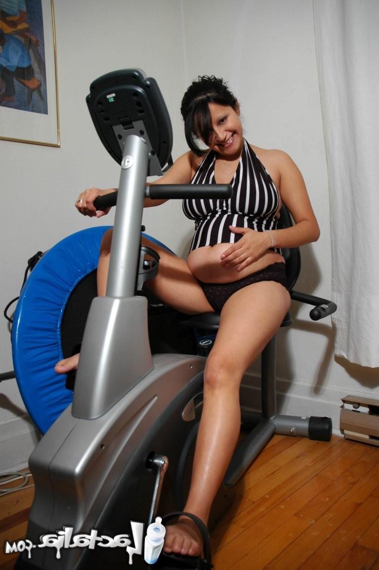 15P Big belly pregnant Talia on her bike