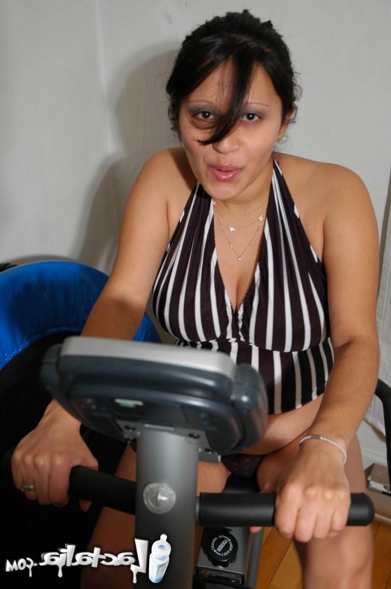15P Big belly pregnant Talia on her bike